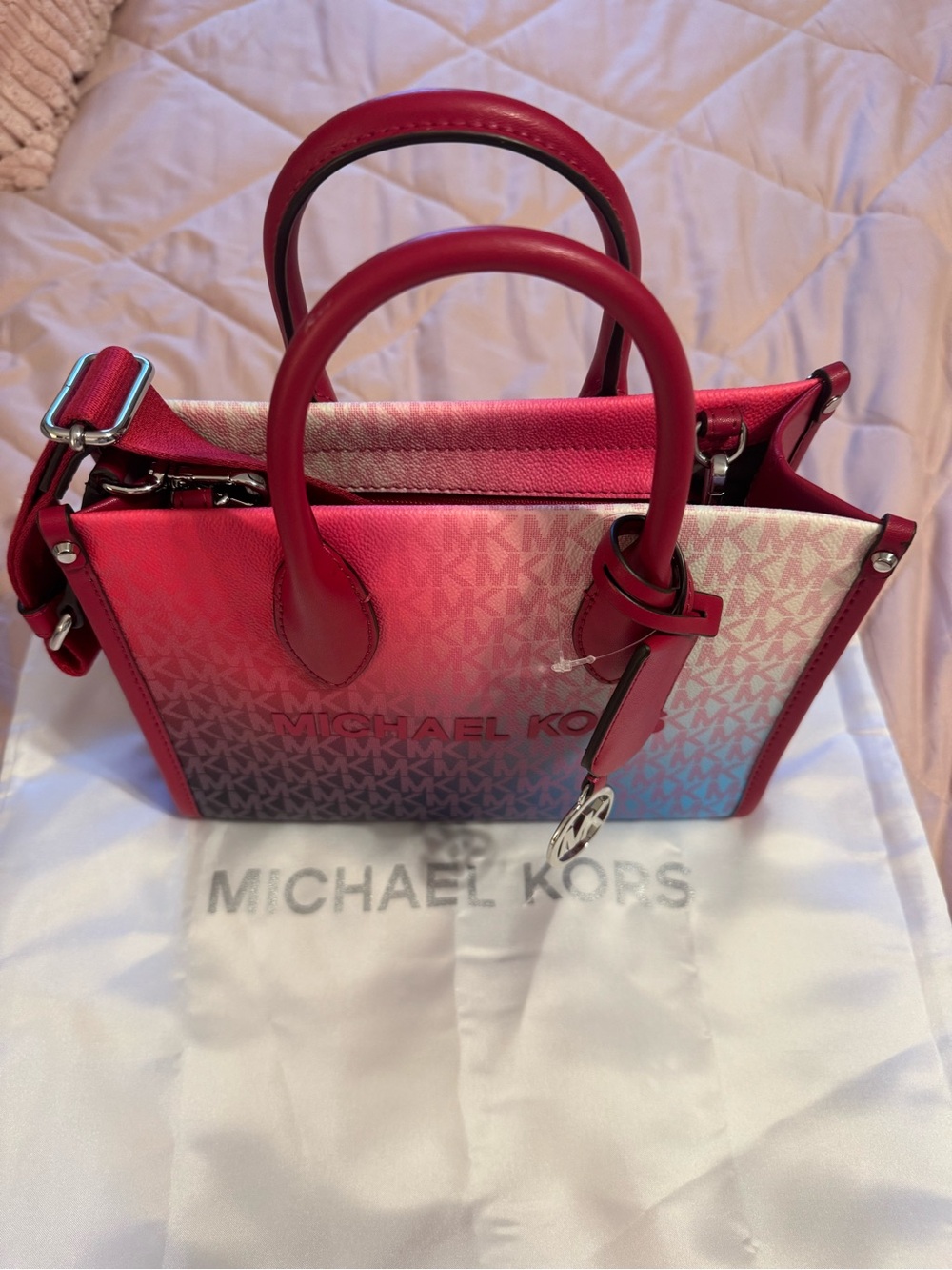 Michael Kors Ombre Pink to Blue Signature Tote - Picture 3 of 9